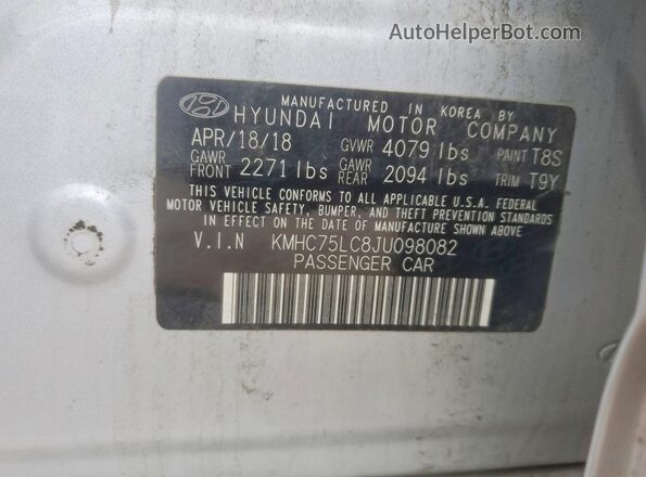 KMHC75LC8JU098082 2018 HYUNDAI IONIQ Silver Շարժիչի բաժամունքի տեսք