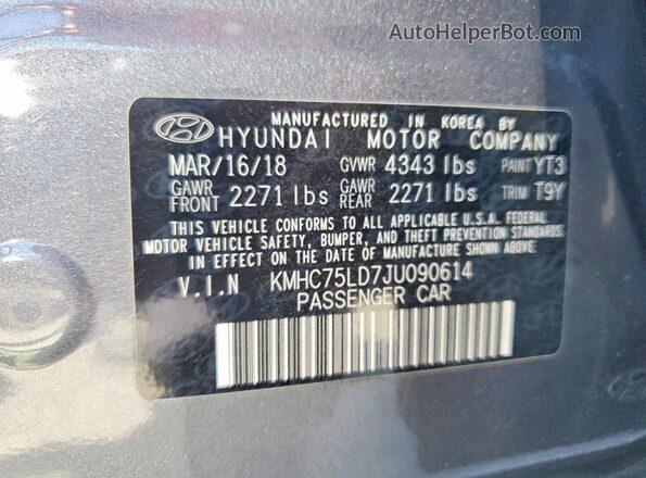 KMHC75LD7JU090614 2018 HYUNDAI IONIQ Gray Vista del compartimento del motor