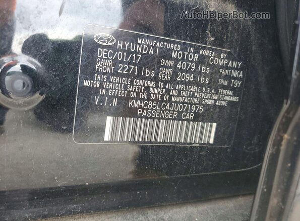 KMHC85LC4JU071975 2018 HYUNDAI IONIQ Black ძრავის განყოფილების ხედი