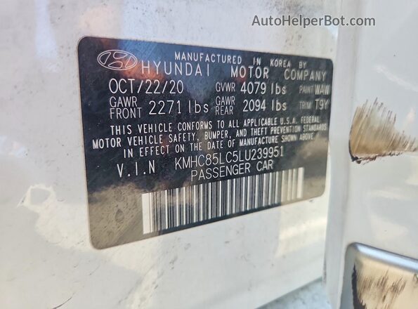 KMHC85LC5LU239951 2020 HYUNDAI IONIQ White Engine compartment view