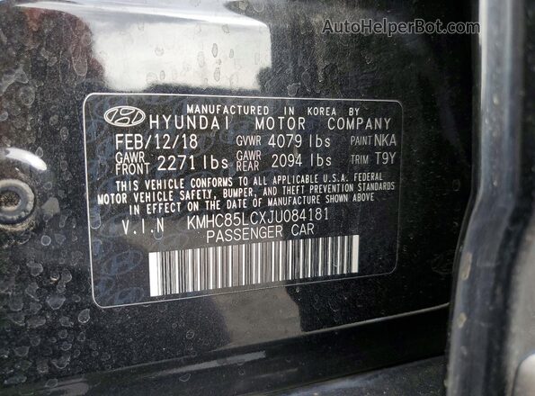 KMHC85LCXJU084181 2018 HYUNDAI IONIQ Black Widok naklejki z numerem VIN