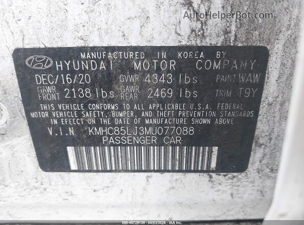 KMHC85LJ3MU077088 2021 HYUNDAI IONIQ ELECTRIC White Engine compartment view