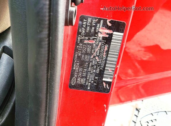 KMHCT4AE0GU969771 2016 HYUNDAI ACCENT Red Vista de la etiqueta del VIN