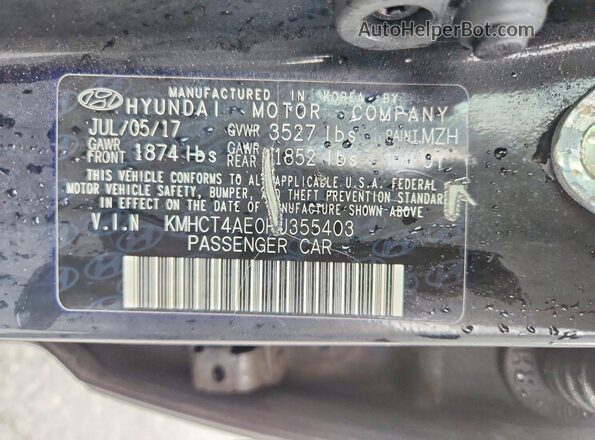 KMHCT4AE0HU355403 2017 HYUNDAI ACCENT Black Vista del compartimento del motor