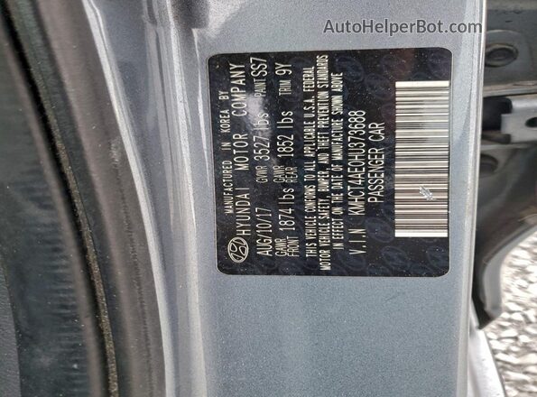 KMHCT4AE0HU373688 2017 HYUNDAI ACCENT Gray Engine compartment view