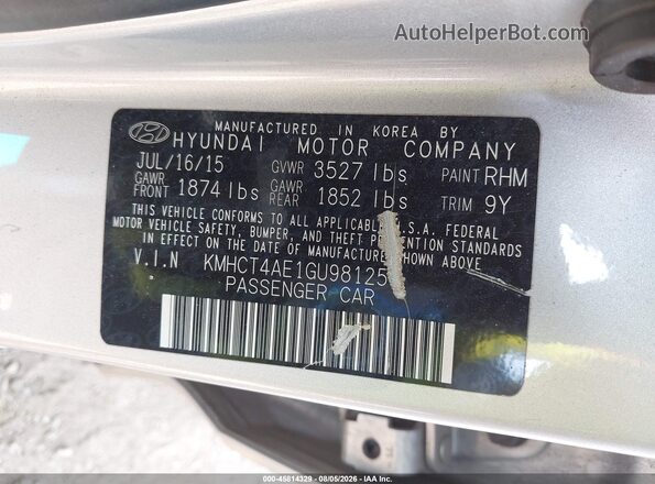 KMHCT4AE1GU981251 2016 HYUNDAI ACCENT Silver Vista del compartimento del motor