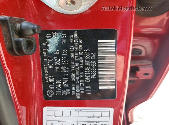 KMHCT4AE1HU185648 2017 HYUNDAI ACCENT Red Շարժիչի բաժամունքի տեսք