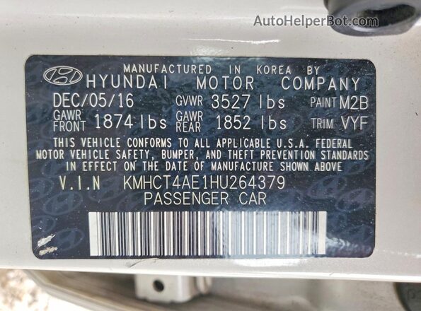 KMHCT4AE1HU264379 2017 HYUNDAI ACCENT Бежевый Вид подкапотного пространства