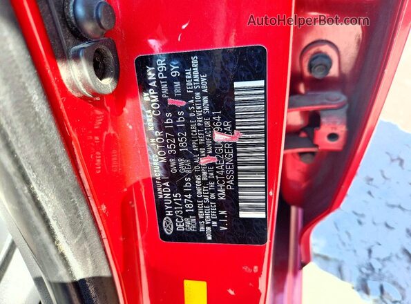 KMHCT4AE2GU089641 2016 HYUNDAI ACCENT Красный Вид наклейки с VIN-кодом
