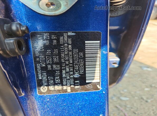 KMHCT4AE2HU308700 2017 HYUNDAI ACCENT Blue VIN կոդի պիտակի տեսք