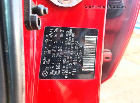 KMHCT4AE2HU345598 2017 HYUNDAI ACCENT Red Widok komory silnika