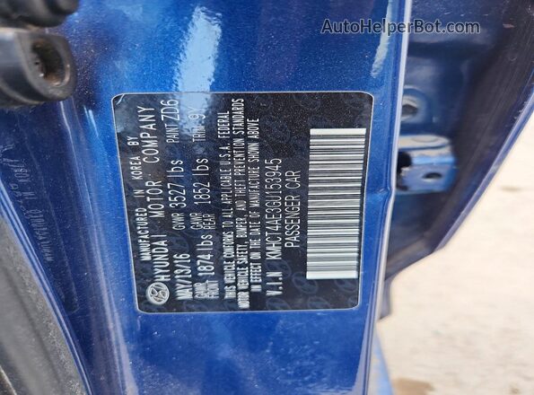 KMHCT4AE3GU153945 2016 HYUNDAI ACCENT Blue ძრავის განყოფილების ხედი