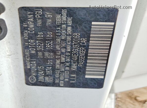 KMHCT4AE3GU970168 2016 HYUNDAI ACCENT White Widok komory silnika