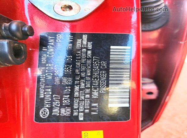 KMHCT4AE3HU349577 2017 HYUNDAI ACCENT Red 