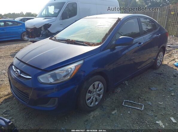 KMHCT4AE5GU004873 2016 HYUNDAI ACCENT Blue წინა მარცხენა ხედი სამი მეოთხედიდან