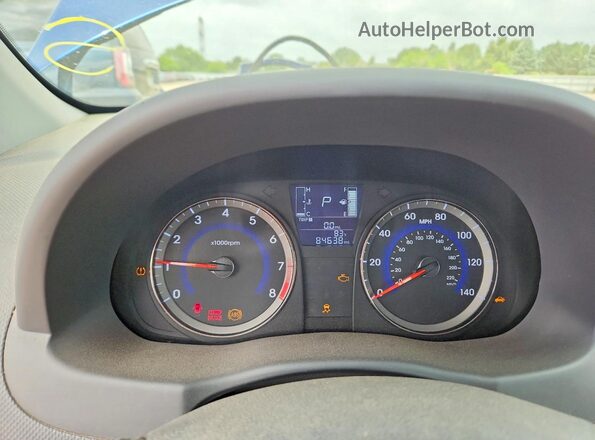 KMHCT4AE5GU136290 2016 HYUNDAI ACCENT Blue Вид щитка приладів
