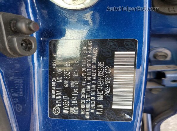 KMHCT4AE5HU332585 2017 HYUNDAI ACCENT Blue Engine compartment view