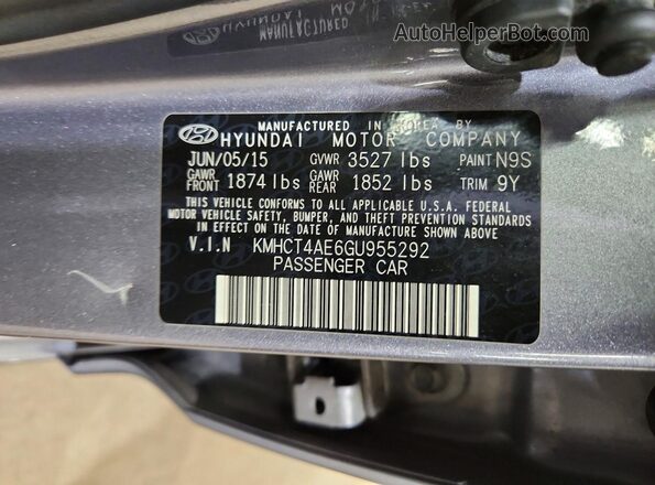 KMHCT4AE6GU955292 2016 HYUNDAI ACCENT Gray ძრავის განყოფილების ხედი