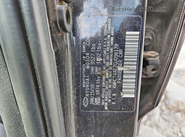 KMHCT4AE7GU096178 2016 HYUNDAI ACCENT Black Вид наклейки з VIN-кодом