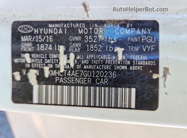 KMHCT4AE7GU120236 2016 HYUNDAI ACCENT Белый Вид наклейки с VIN-кодом