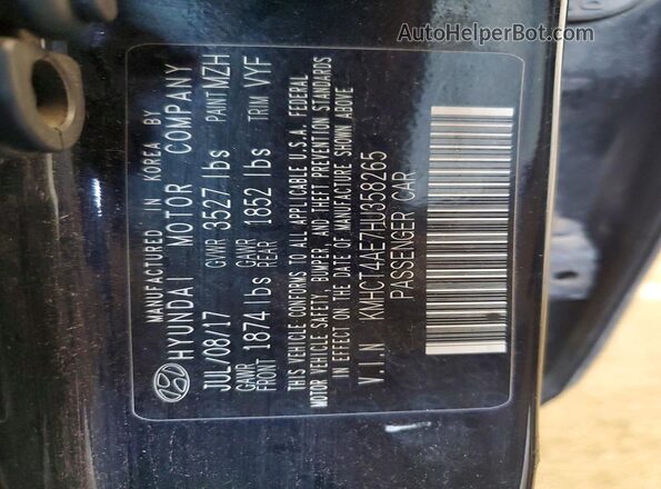 KMHCT4AE7HU358265 2017 HYUNDAI ACCENT Black Engine compartment view