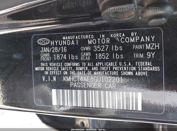 KMHCT4AE8GU102201 2016 HYUNDAI ACCENT Black Вид підкапотного простору