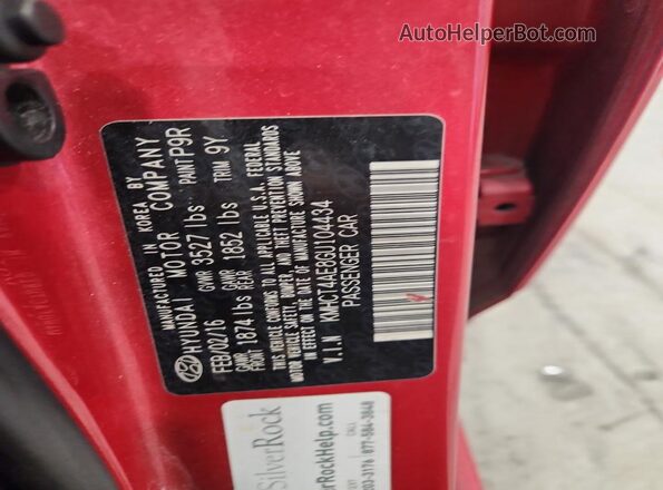 KMHCT4AE8GU104434 2016 HYUNDAI ACCENT Красный Вид подкапотного пространства