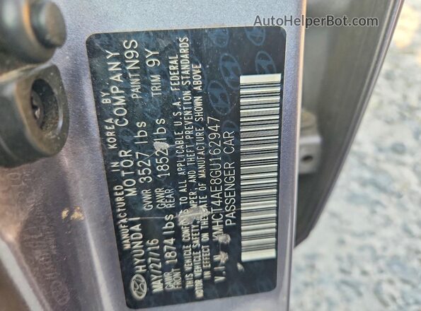 KMHCT4AE8GU162947 2016 HYUNDAI ACCENT Gray Widok komory silnika