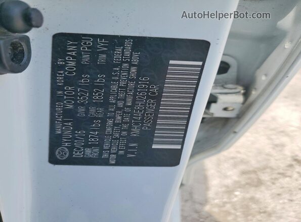 KMHCT4AE8HU261916 2017 HYUNDAI ACCENT White ძრავის განყოფილების ხედი