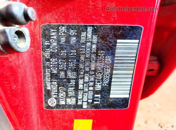 KMHCT4AEXHU333649 2017 HYUNDAI ACCENT Red Widok komory silnika