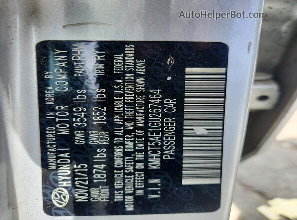 KMHCT5AE1GU267464 2016 HYUNDAI ACCENT Silver Вид підкапотного простору