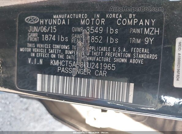 KMHCT5AE3GU241965 2016 HYUNDAI ACCENT Black Շարժիչի բաժամունքի տեսք