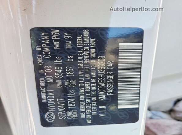 KMHCT5AE3HU363209 2017 HYUNDAI ACCENT Белый Вид подкапотного пространства