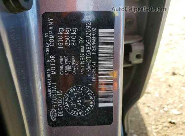 KMHCT5AE5GU269234 2016 HYUNDAI ACCENT Gray Շարժիչի բաժամունքի տեսք