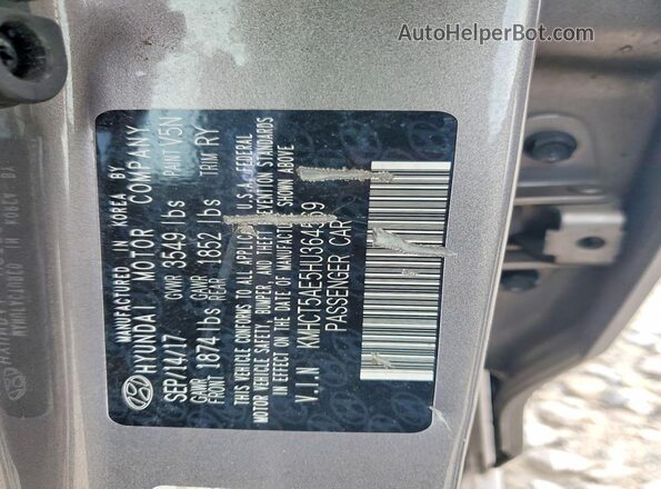 KMHCT5AE5HU364569 2017 HYUNDAI ACCENT Gray Vista del compartimento del motor
