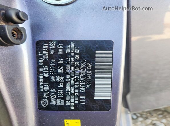 KMHCT5AE7GU278873 2016 HYUNDAI ACCENT Gray Вид підкапотного простору
