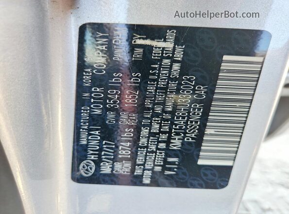 KMHCT5AE8HU336023 2017 HYUNDAI ACCENT Серебряный Вид наклейки с VIN-кодом