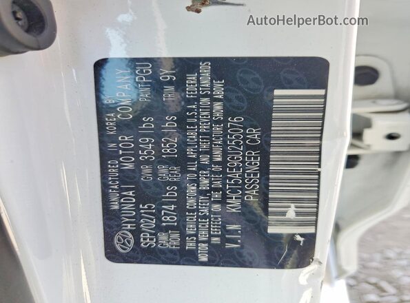 KMHCT5AE9GU255076 2016 HYUNDAI ACCENT White Вид підкапотного простору