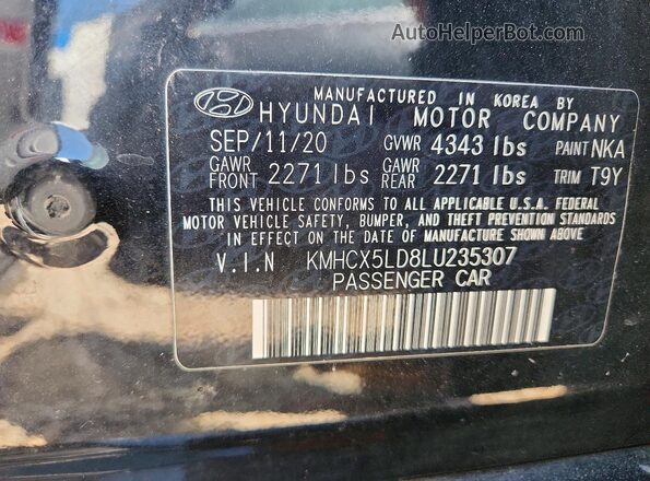 KMHCX5LD8LU235307 2020 HYUNDAI IONIQ Black VIN կոդի պիտակի տեսք