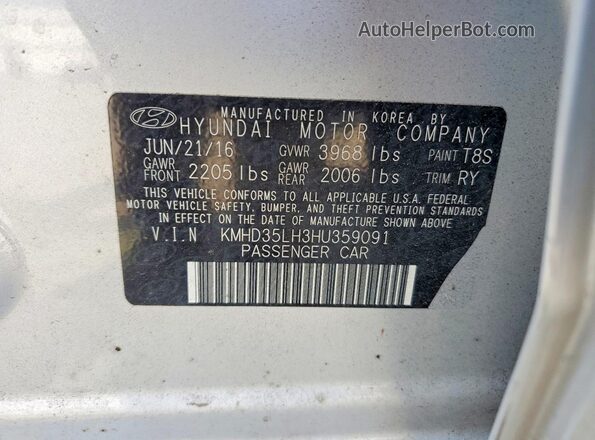 KMHD35LH3HU359091 2017 HYUNDAI ELANTRA Silver Widok wnętrza 360 stopni