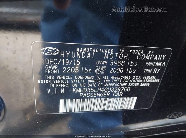 KMHD35LH4GU329760 2016 HYUNDAI ELANTRA GT Black Widok komory silnika