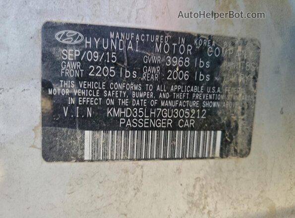 KMHD35LH7GU305212 2016 HYUNDAI ELANTRA Серебряный Вид подкапотного пространства