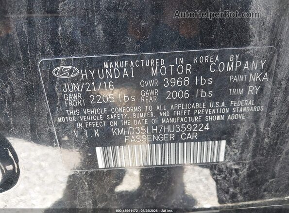 KMHD35LH7HU359224 2017 HYUNDAI ELANTRA GT Black ძრავის განყოფილების ხედი