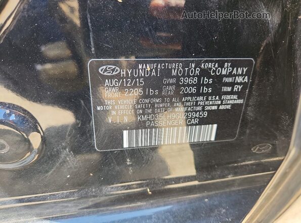 KMHD35LH9GU299459 2016 HYUNDAI ELANTRA Black Widok komory silnika