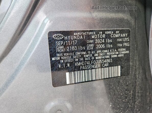KMHD74LF0JU554861 2018 HYUNDAI ELANTRA Серебряный Вид подкапотного пространства