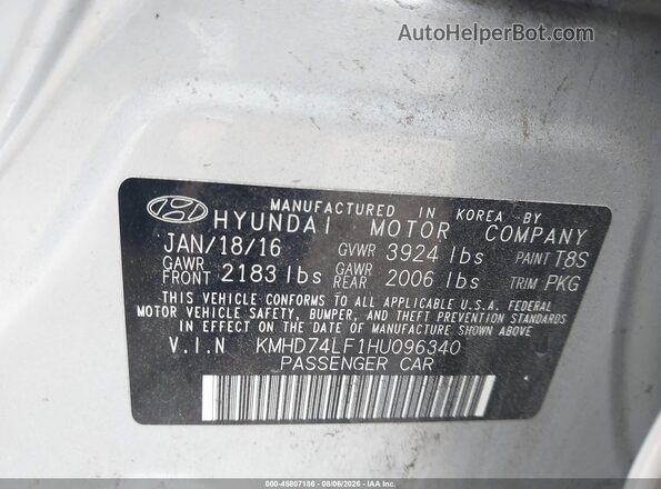 KMHD74LF1HU096340 2017 HYUNDAI ELANTRA Silver Engine compartment view