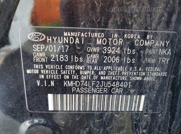KMHD74LF2JU548401 2018 HYUNDAI ELANTRA Черный Вид подкапотного пространства