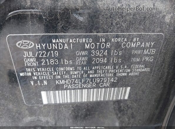KMHD74LF7LU979142 2020 HYUNDAI ELANTRA Black Vista del compartimento del motor