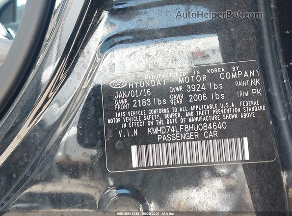 KMHD74LF8HU084640 2017 HYUNDAI ELANTRA Black Vista del compartimento del motor
