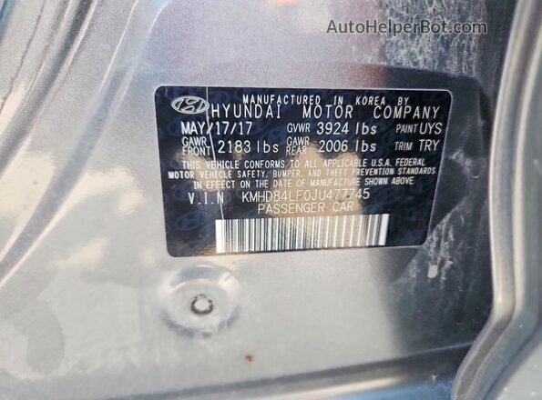 KMHD84LF0JU477745 2018 HYUNDAI ELANTRA Gray Շարժիչի բաժամունքի տեսք